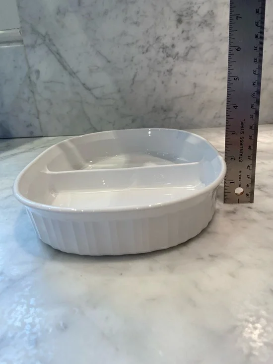 Corning French White Divided Ceramic Serving Dish - Picture 7 of 7